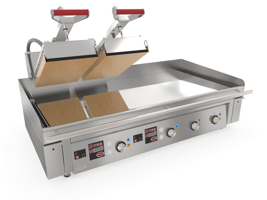 Plaque au chrome électrique 4 zones avec presse intégrée M1300EC2 - 1300x847x985 - 28 kW