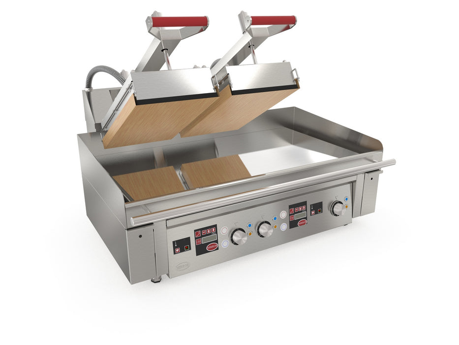 Plaque au chrome électrique 3 zones avec presse intégrée M1000EC1 - 1000x746x985 - 16 kW