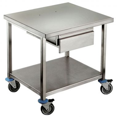 Poste de travail à roulettes en inox