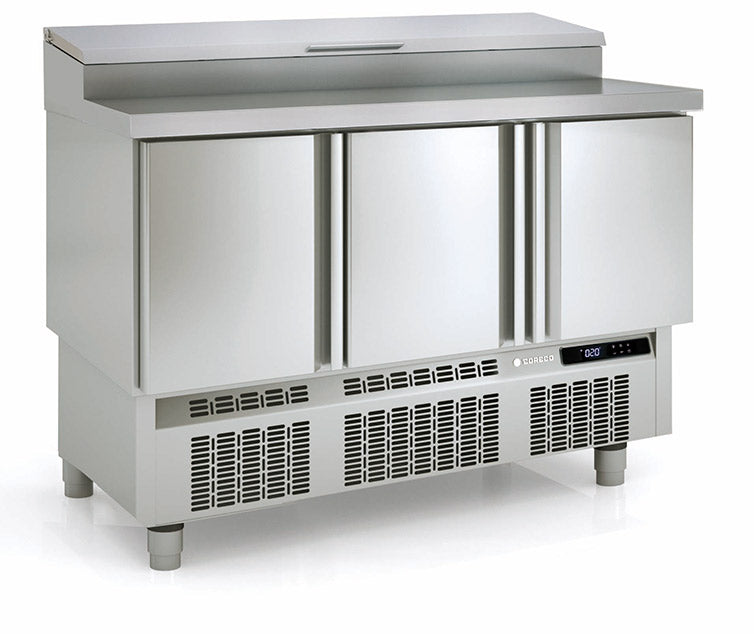 Saladette 700 positive MFEI70-140 - 3 portes avec dessus inox et couvercle- 1365x700x890 mm - 264 L