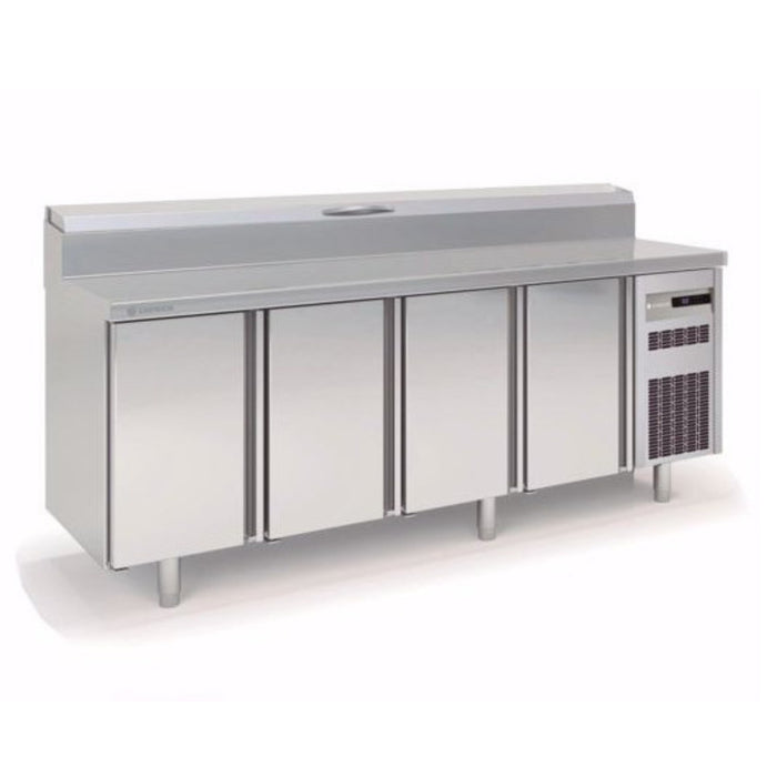 Saladette 700 positive MFEI70-225-1/6 - 4 portes avec dessus inox et couvercle - 2245x705x1053 mm - 543 L
