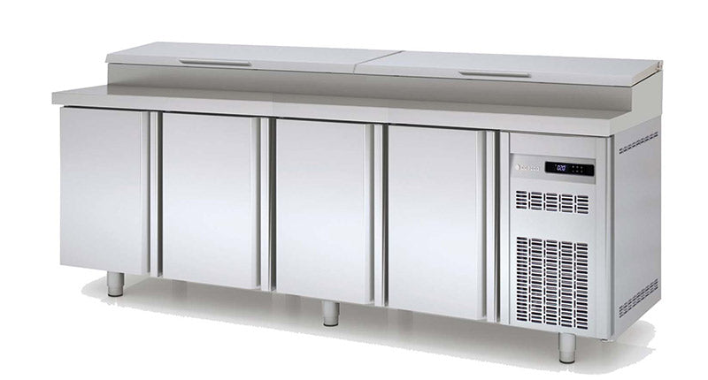 Saladette 700 positive MFEI70-225 - 4 portes avec dessus inox et couvercle - 2245x700x850 mm - 543 L