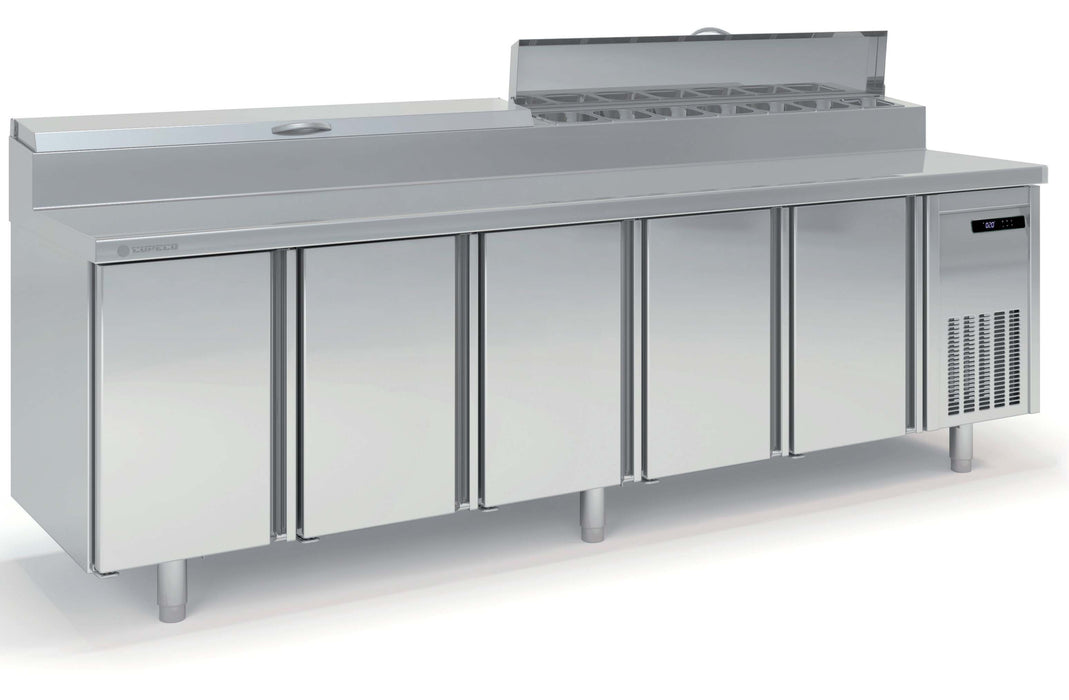 Saladette 700 positive MFEI70-270-1/6 - 5 portes avec dessus inox et couvercle - 2695x705x1053 mm - 686 L