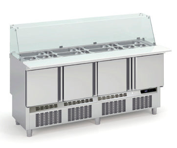 Saladette 700 positive MFK-180 - 4 portes pleines avec pare-haleine - 1815x700x890 mm - 345 L