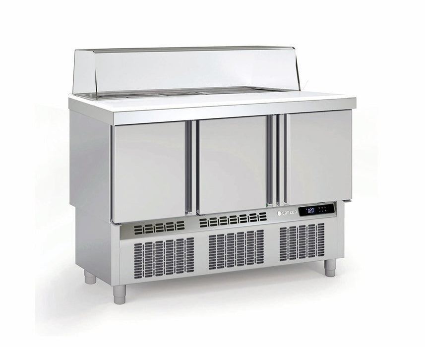 Saladette 700 positive MFS-140-C - 3 portes avec par-haleine - 1365x700x890 mm - 264 L