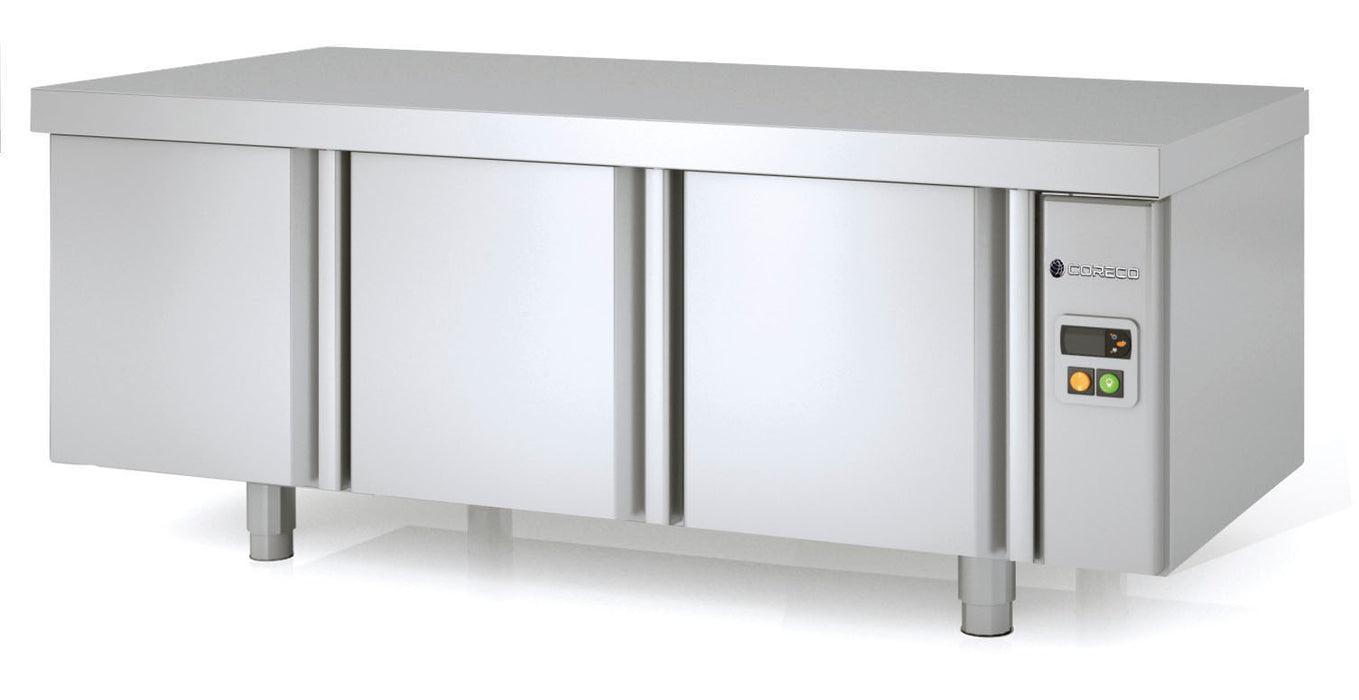Soubassement positif GN 1/1 groupe à distance - MFBP-150 - 3 portes pleines - profondeur 700 hauteur 600 - 1495x700x600 mm - 264 L