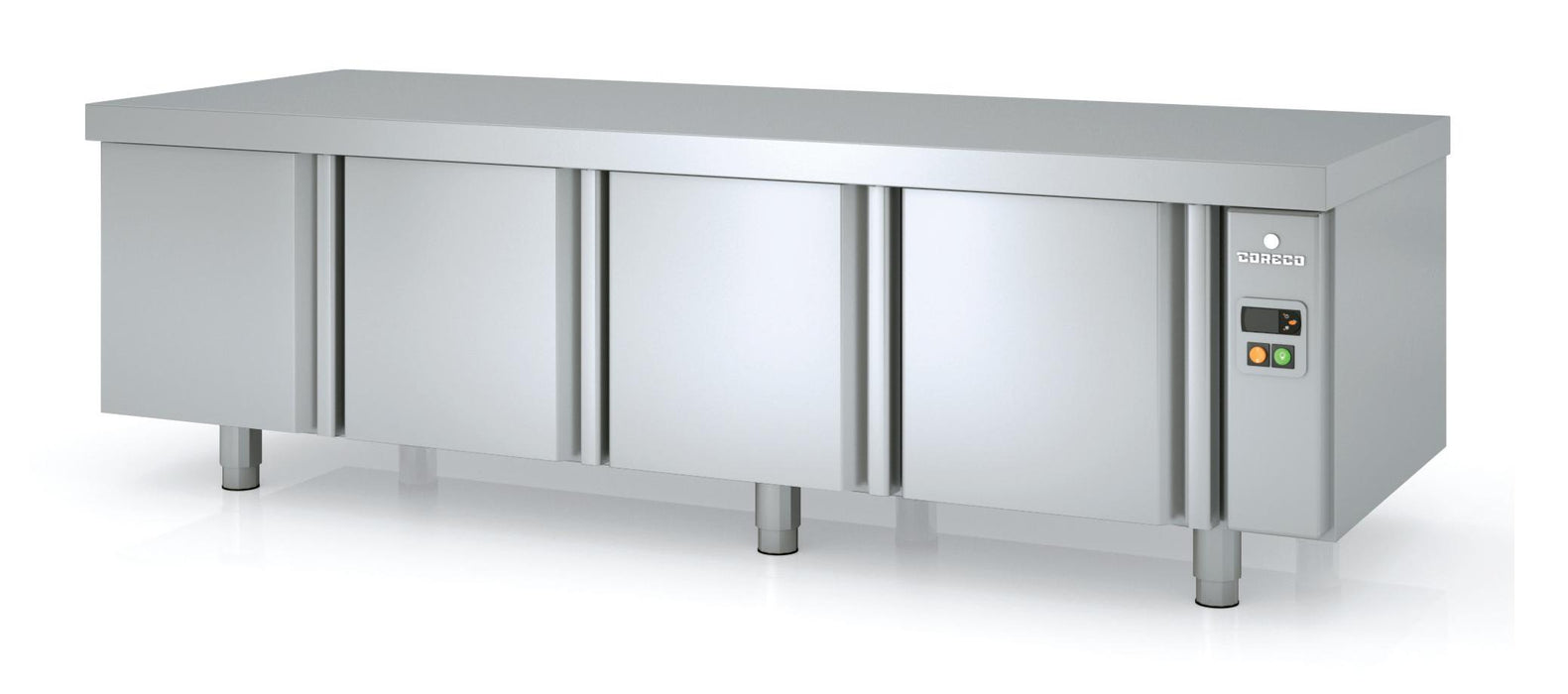 Soubassement positif GN 1/1 groupe à distance - MFBP-195 - 4 portes pleines - profondeur 700 hauteur 600 - 1945x700x600 mm - 359 L