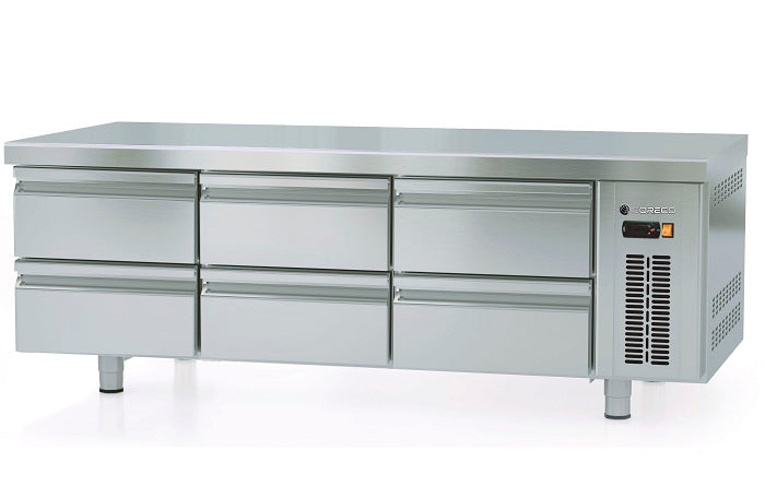 Soubassement positif GN 1/1 - MFB-160-CC - 3x2 tiroirs GN1/1 prof. 100 - profondeur 700 hauteur 600 - 1600x700x600 mm - 264 L