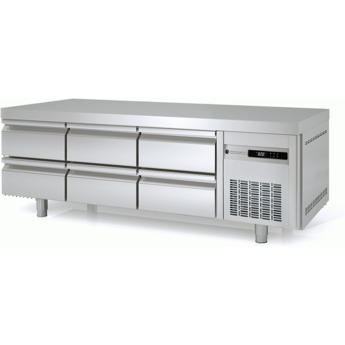 Soubassement positif GN 1/1 - MFB-180-CC - 3x2 tiroirs GN1/1 - profondeur 700 hauteur 600 - 1795x700x600 mm - 264 L