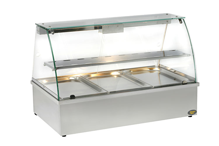 Bain-marie avec vitrine 3 bacs GN 1/1 et vidange - 3500w