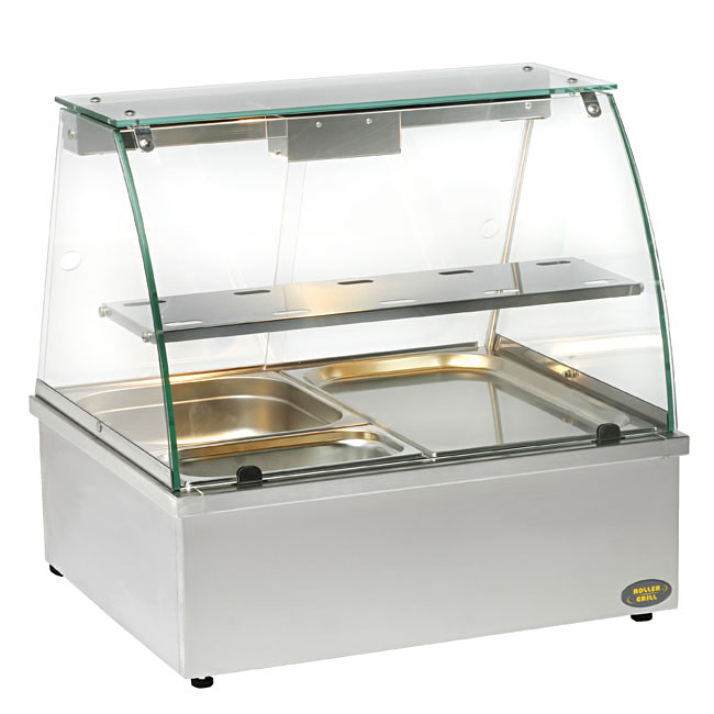 Bain-marie avec vitrine 2 bacs GN 1/1 et vidange - 3500w