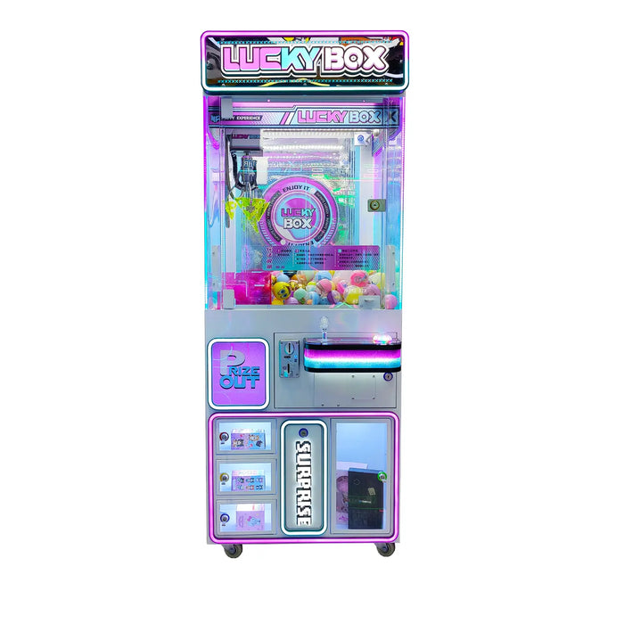 Lucky Box 25, machine à pince à capsules et cadeaux mystères, vue de face