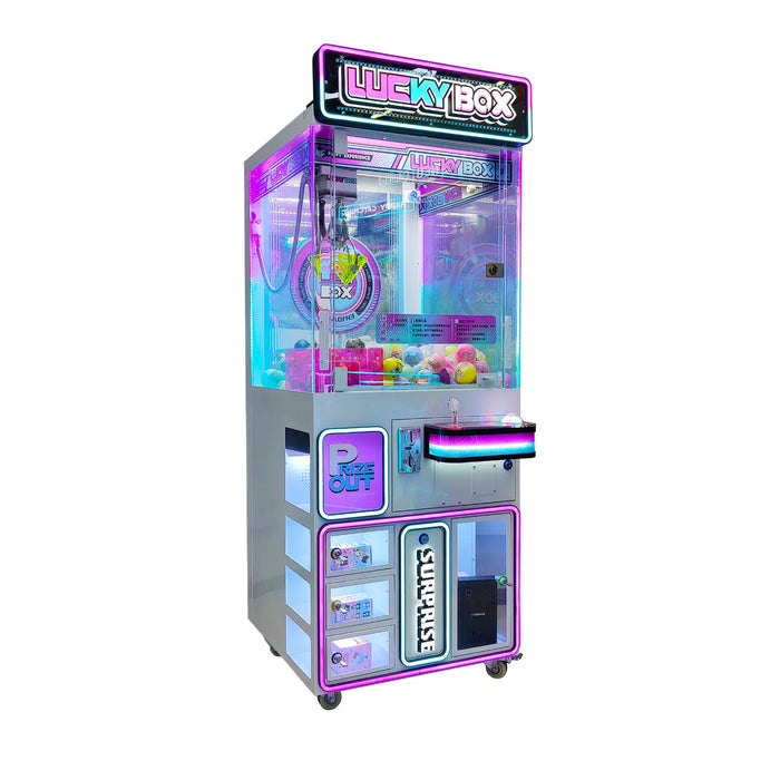 Lucky Box 25, machine à pince à capsules, vue de trois quarts depuis la gauche