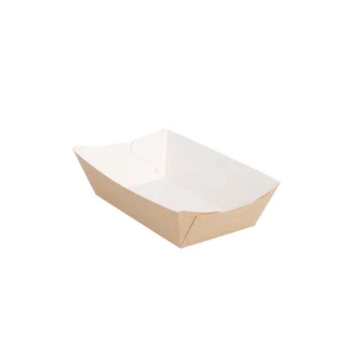 Barquette bateau en carton kraft 470 ml, empilable, anti-graisse, parfaite pour la restauration rapide.