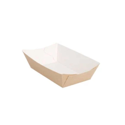 Barquette bateau en carton kraft 940 ml, empilable, anti-graisse, parfaite pour la restauration rapide.