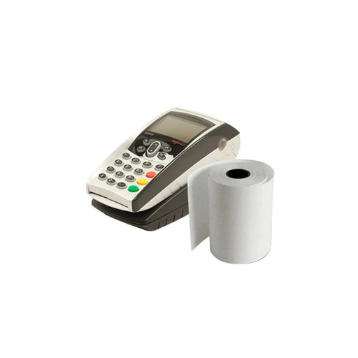 Bobine de papier thermique 57 x 40 mm pour terminal de paiement électronique, présentée en lot de 100 rouleaux.