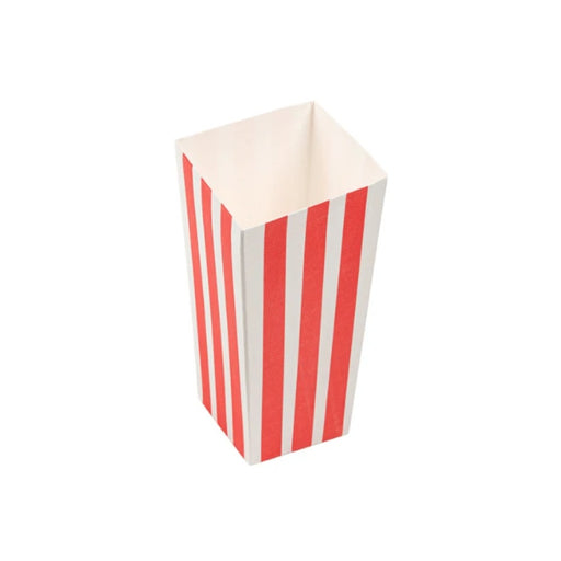 Boîte à popcorn 1L en carton ondulé blanc, idéale pour cinémas, fêtes foraines et événements.