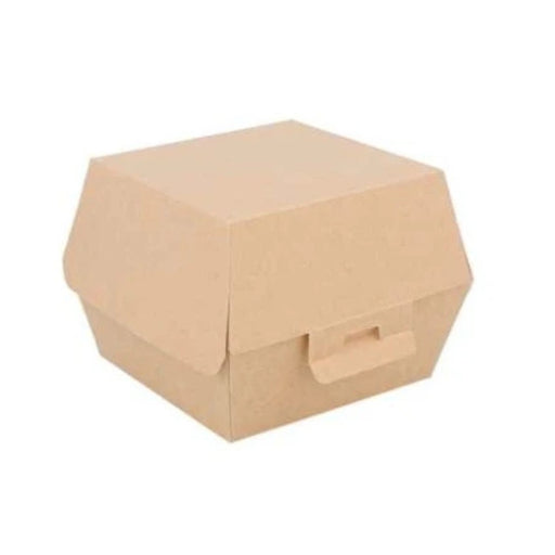 Boîte burger XL en carton micro-cannelure, résistante et écologique, format 13 x 12,5 x 9 cm.