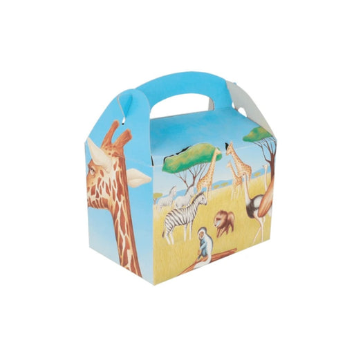 Boîte enfant en carton kraft thème safari, idéale pour fast-foods et snacks.
