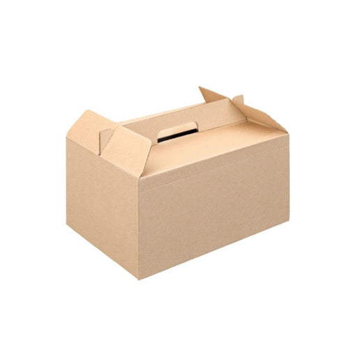Boîte transport grand modèle en carton kraft renforcé, parfaite pour la livraison et la vente à emporter.