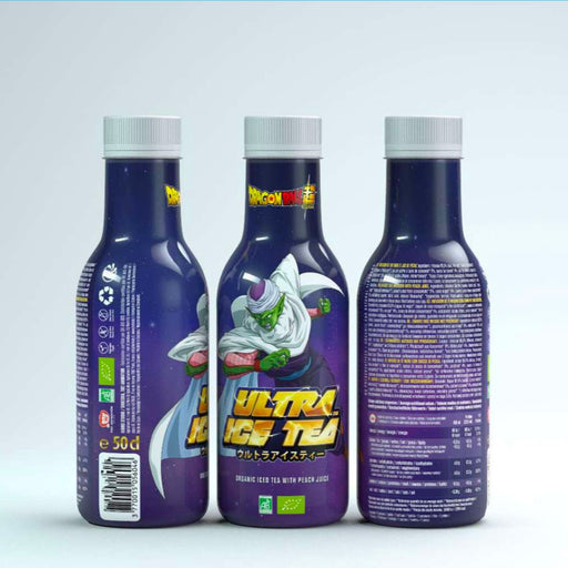 Bouteille de 50 cl d'ultra ice tea modèle Piccolo de la gamme dragon ball super.