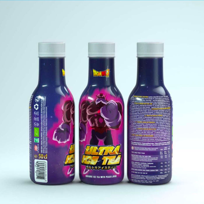 Bouteille de 50 cl d'ultra ice tea modèle Toppo de la gamme dragon ball super.