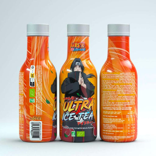 Bouteille de 50 cl d'Ultra Ice Tea modèle Itachi de la gamme Naruto.