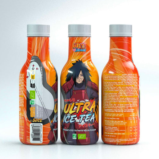 Bouteille de 50 cl d'Ultra Ice Tea modèle Madara de la gamme Naruto.