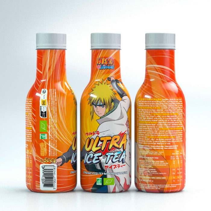 Bouteille de 50 cl d'Ultra Ice Tea modèle Minato de la gamme Naruto.