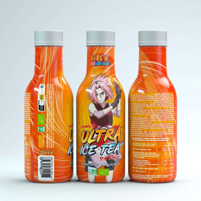 Bouteille de 50 cl d'Ultra Ice Tea modèle Sakura de la gamme Naruto.