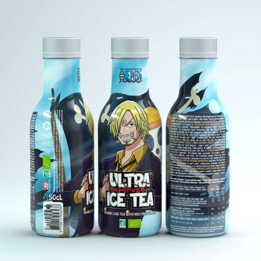 Bouteille de 50 cl d'Ultra ice Tea modèle Sanji de la gamme One Piece.