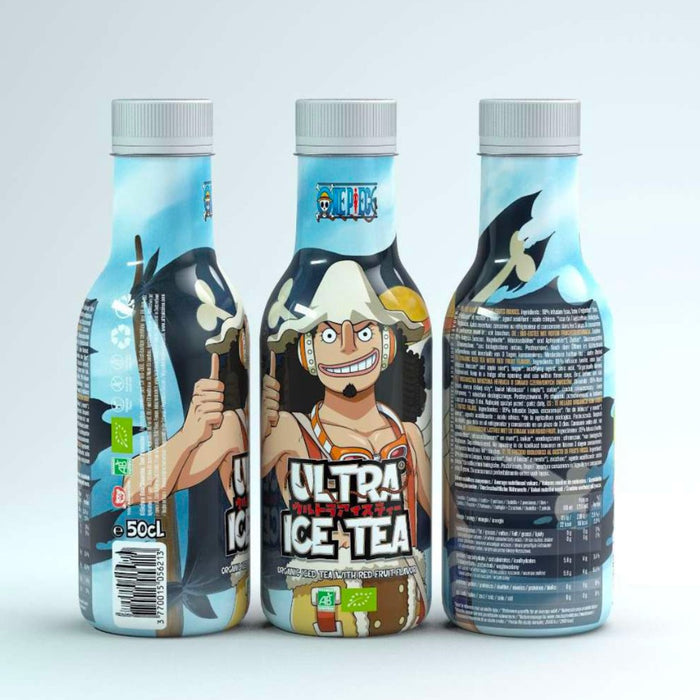 Bouteille de 50 cl d'Ultra ice Tea modèle Usopp de la gamme One Piece.