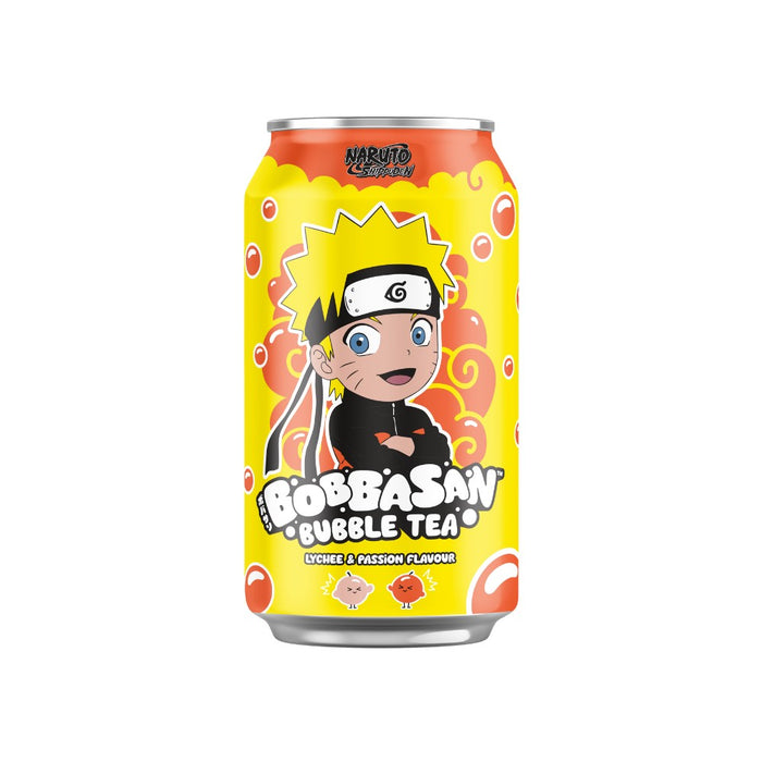 Canette de bubble tea Naruto Bobbasan saveur litchi et passion.