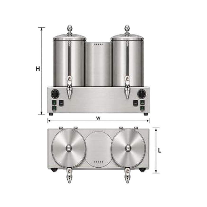 Machine Camurri TERMORAPID T.200 à deux grandes cuves, vue et encombrement constructeur