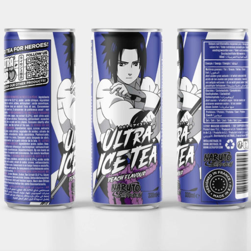 Canette de 33 cl d'ultra ice tea modèle Sasuke de la gamme Naruto.