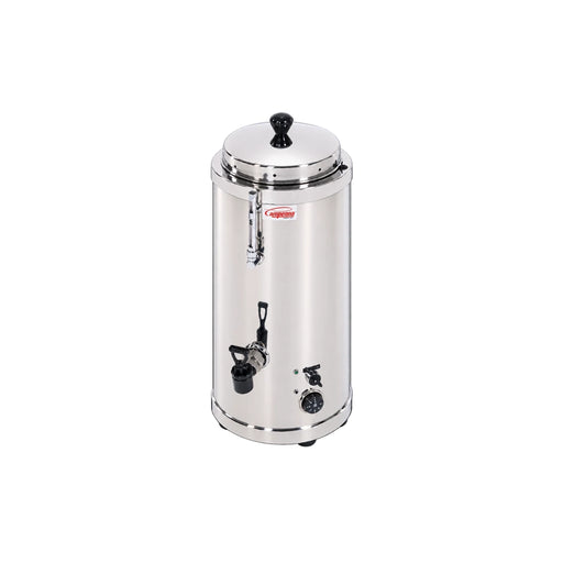 Chocolatière professionnelle Campeona TXM/14-LC de 14 litres en acier inoxydable, avec robinet de distribution.