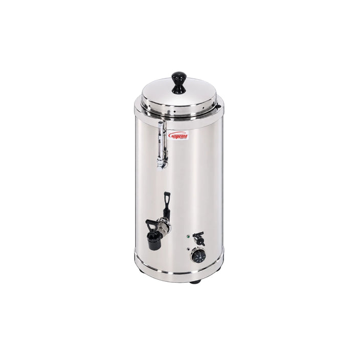 Chocolatière professionnelle Campeona TXM/14-LC de 14 litres en acier inoxydable, avec robinet de distribution.