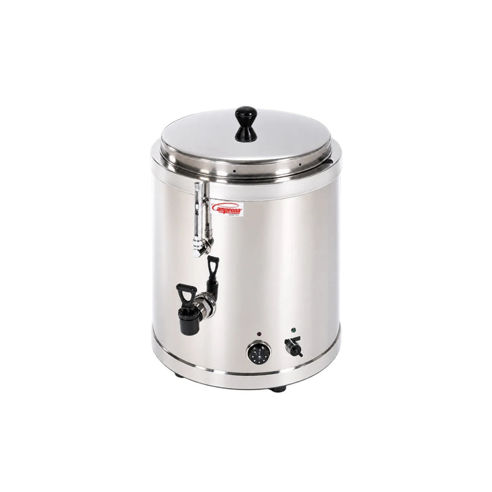 Chocolatière professionnelle Campeona TXM/29-LC de 29 litres en acier inoxydable, avec robinet de distribution.
