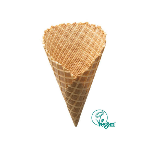 Cornet à glace dentelé vegan D8515 avec texture gaufrée, idéal pour glace italienne.