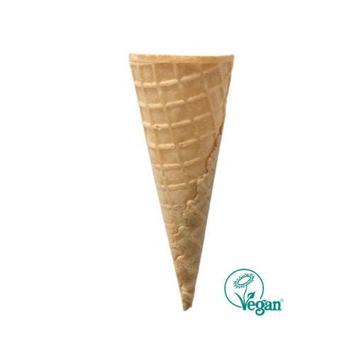 Cornet gaufrette vegan E5012 – bord plat 50 mm x 123 mm pour glace boule, gelato ou glace à l’italienne.