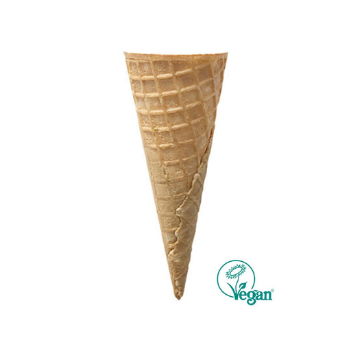 Cornet à glace vegan E6014 – cône gaufrette bord plat 60 mm x 149 mm pour glace boule ou gelato.