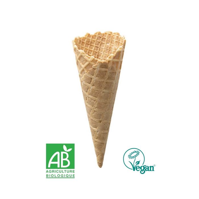 Cônes gaufrette BIO à bord dentelé - Vegan