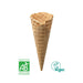 Cornet à glace BIO bord dentelé D6015BIO, 60 mm de diamètre, 157 mm de hauteur, adapté pour glace boule, gelato ou glace à l’italienne.