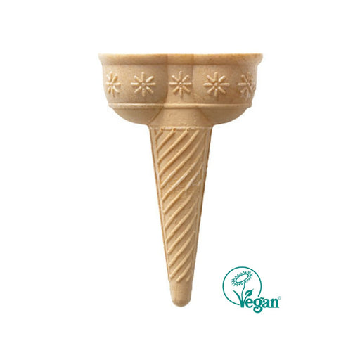 Cornet moulé vegan M7712, 74 mm x 117 mm, pour glace double, gelato ou glace à l’italienne.