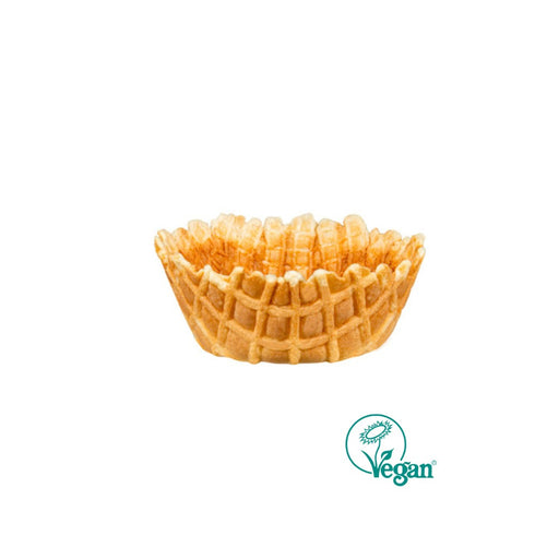 Coupe gaufrette vegan 79 mm de diamètre et 33 mm de hauteur pour glace à l’italienne, gelato ou boule.