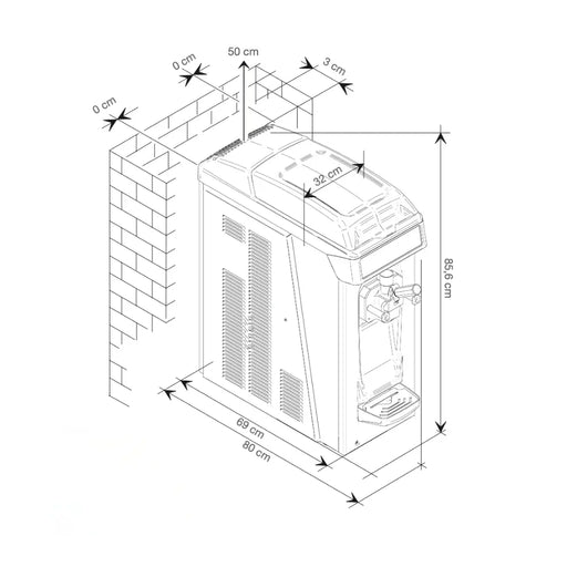 Dimensions de la machine à glace italienne Carpigiani 161 T G SP