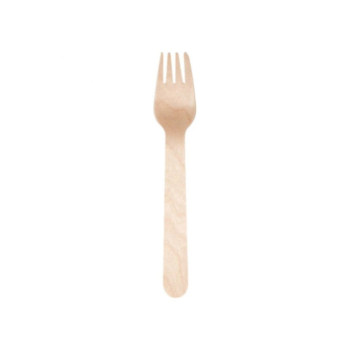 Fourchette en bois de bouleau de 16 cm, robuste et écologique, idéale pour tous types de plats.