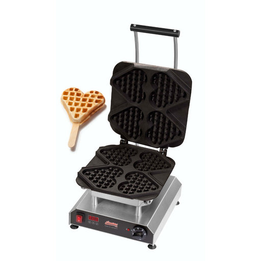 Gaufrier avec gaufres en forme de cœur sur bâton – visuel produit