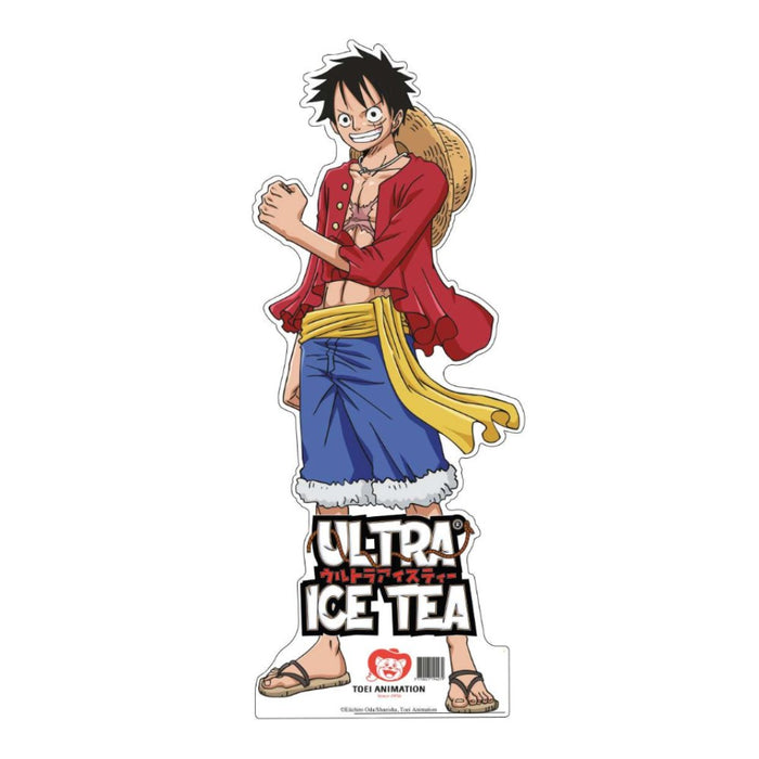 Grand présentoir en carton représentant Luffy de la série One Piece.