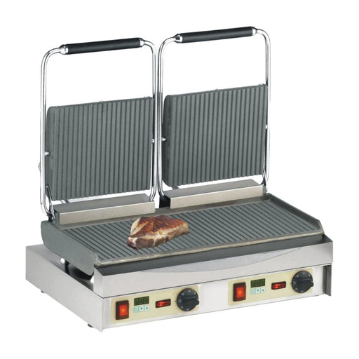 Grill contact double Neumärker Kamtschatka avec plaques rainurées – 550 × 230 mm